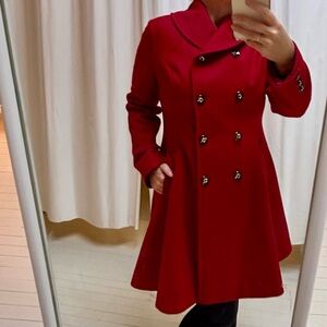 Like New VIA SPIGA fit & flare red wool coat